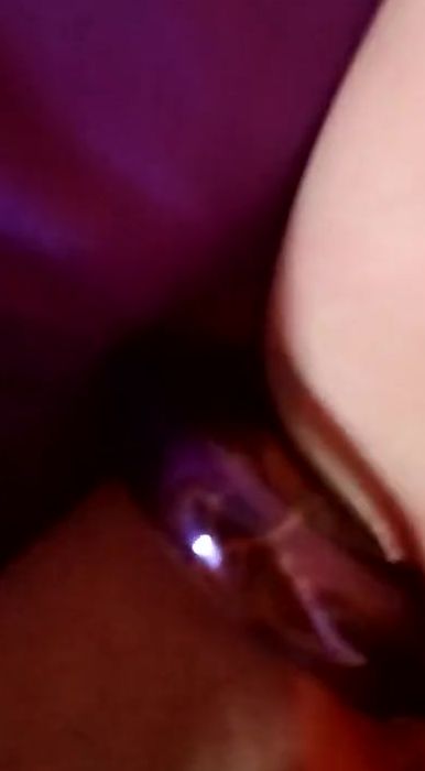 Glass vibrator wand fucked with snatch contractions orgasm
