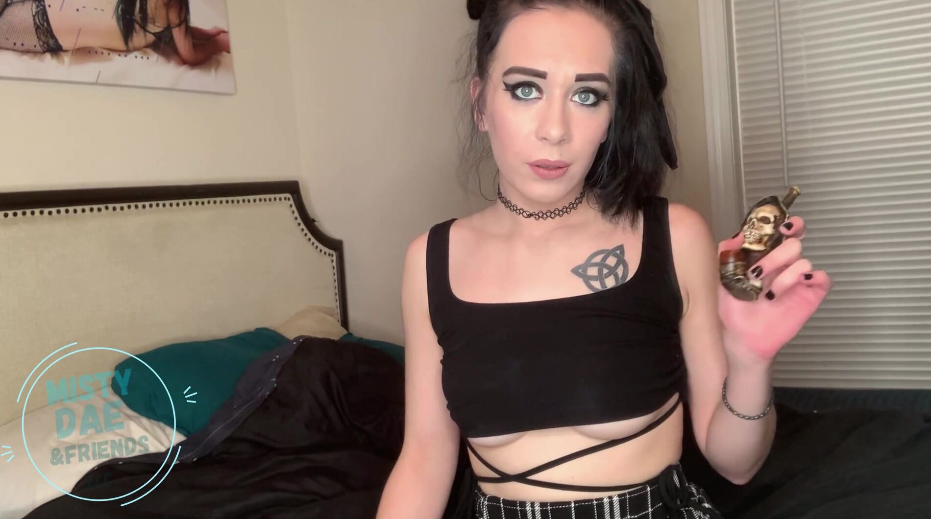 Gigantic Titty Gothic Gf Fucks her Butt and Cunt while you See