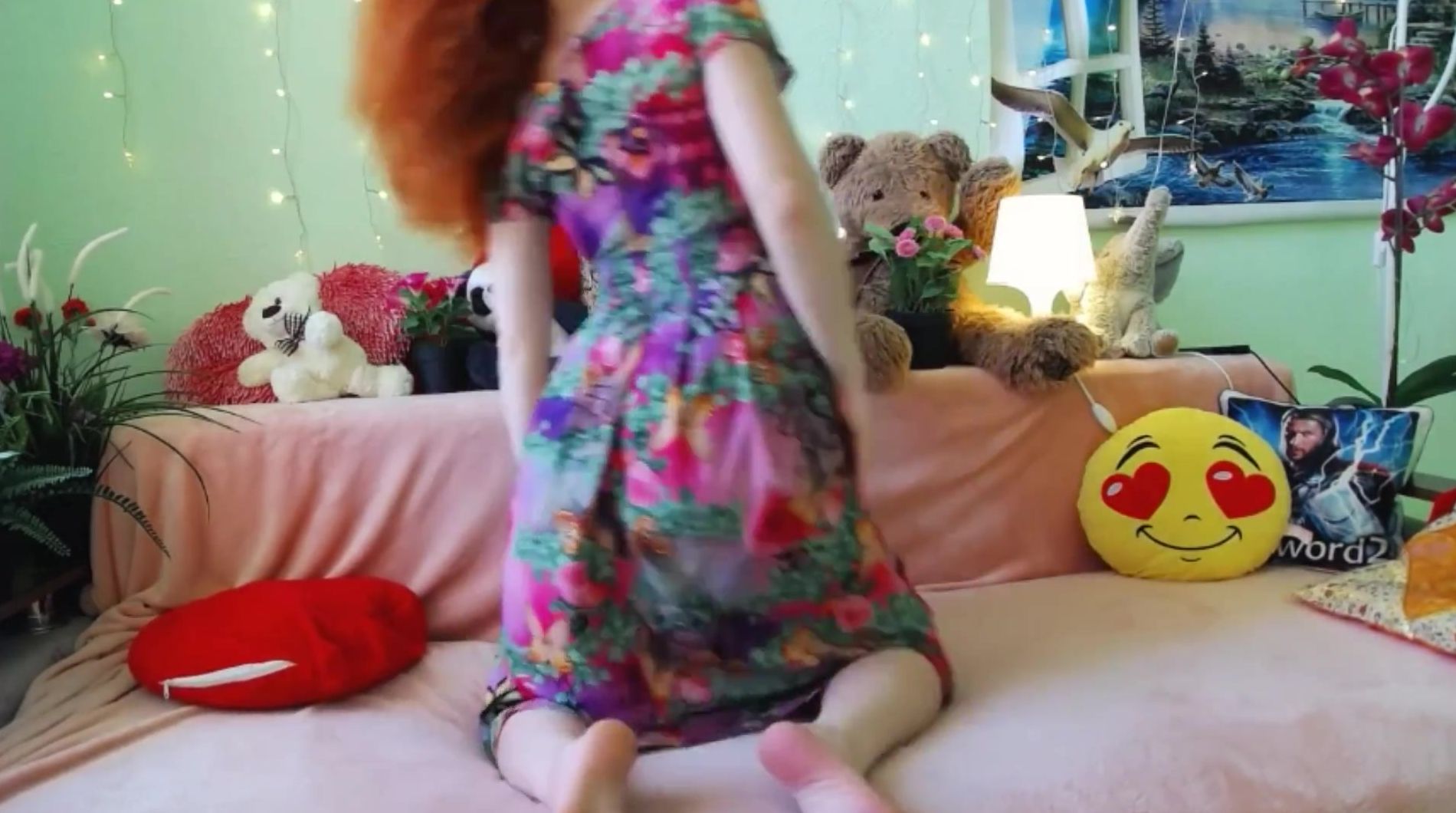 Russian Gorgeous Ginger Woman Tease into Doggy Style after Undress Summer Dress