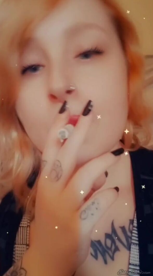 chick with Fat Lips Smokes a Cigar