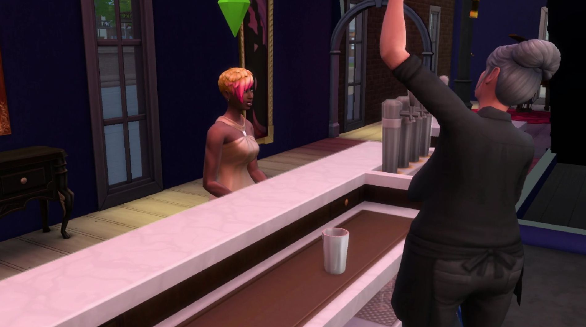 Muscular Black mom Fucks Stepdad Bod Waiter inside Jazz Lounge after too many Drinks (Hentai Sims four)