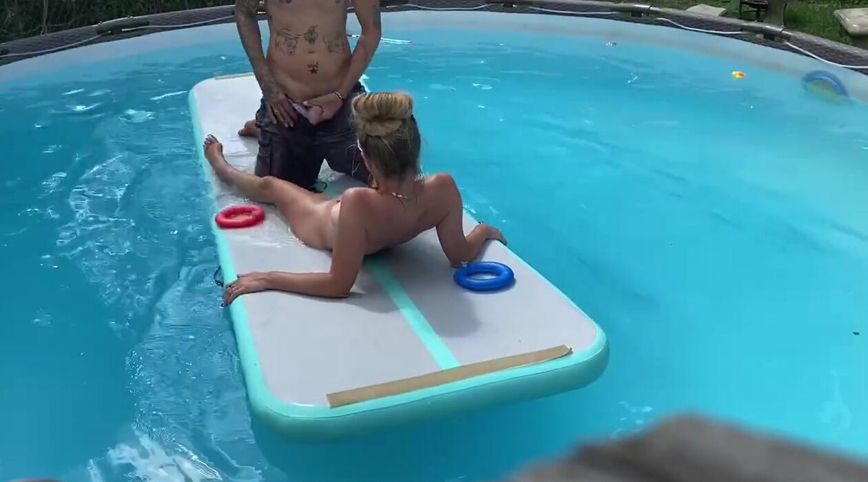 Pool Bro Jizzes on my Booty on Tumbling Mat inside Pool Slippery Wheh Soak CAUTION