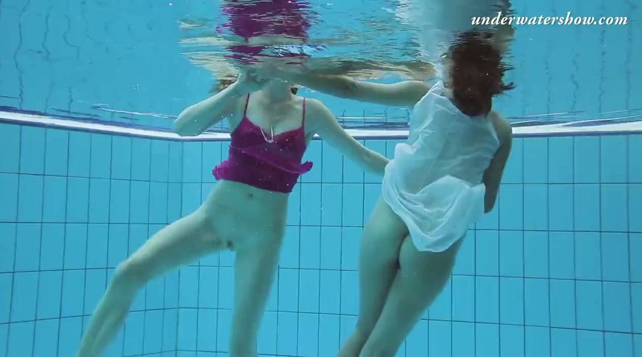 Underwater swimming pool lesbians Lera and Sima Lastova