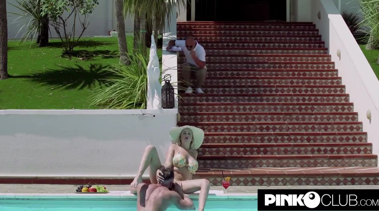 Big Tit Marica Chanelle assfucked inside a poolside 3 way