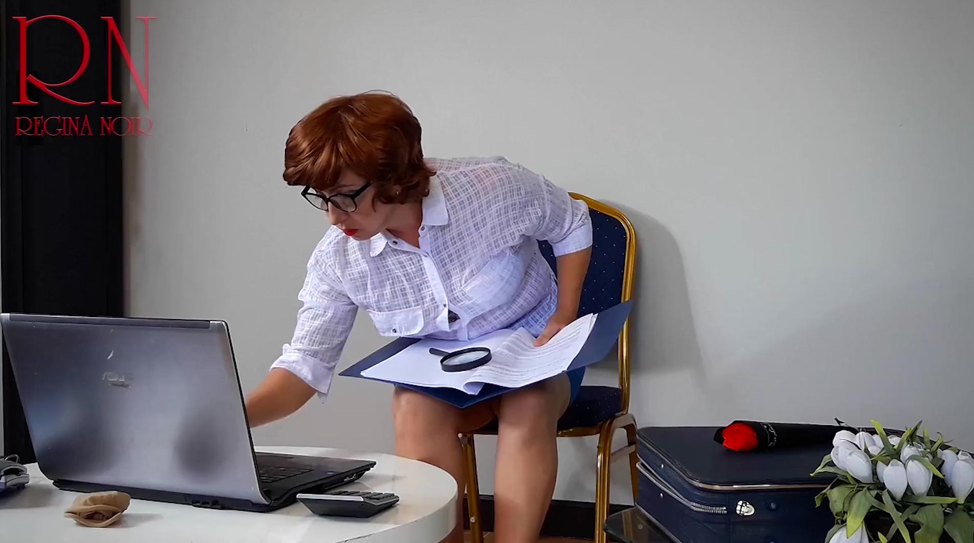 Secretary Velma Dinkley. Enchanted Velma. Scooby Doo. Part one the Secretary tries on Pantyhose. Submits.