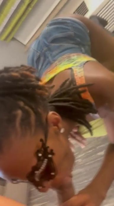 Bombshell Dreadlocks Sucking Off Penis into Spinning Office Chair