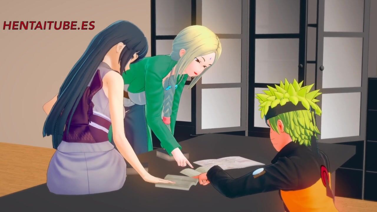 Naruto Anime - Naruto FUCKS Sakura UNDER THE TABLE WHILE TALKING TO Hinata AND Tsunade