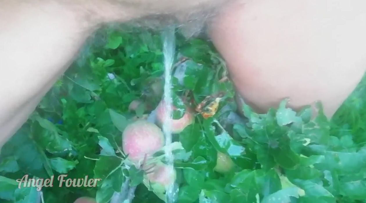 Bushy Cunt Pee over Apples into the Garden - Angel Fowler