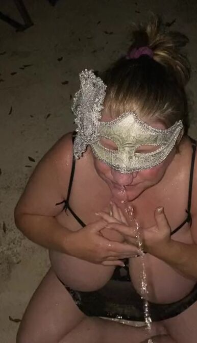 BBW ex-wife drinking peeing