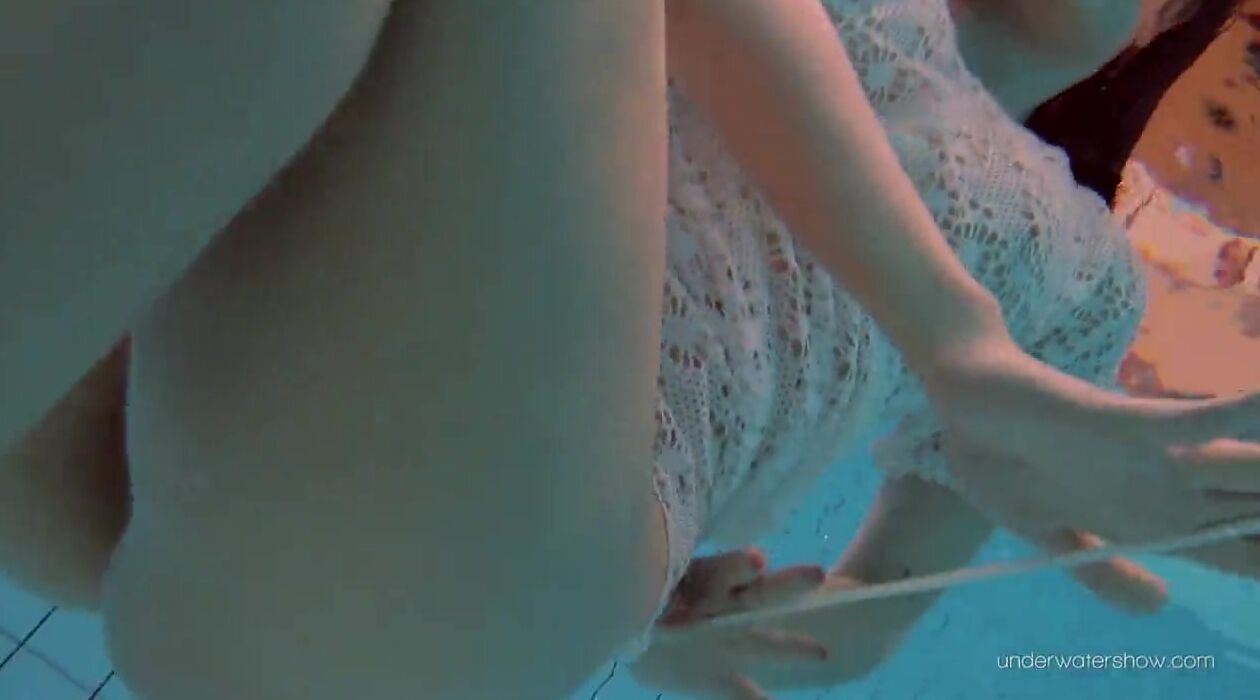 White clothed tight bushy Goddess Katy Soroka underwater