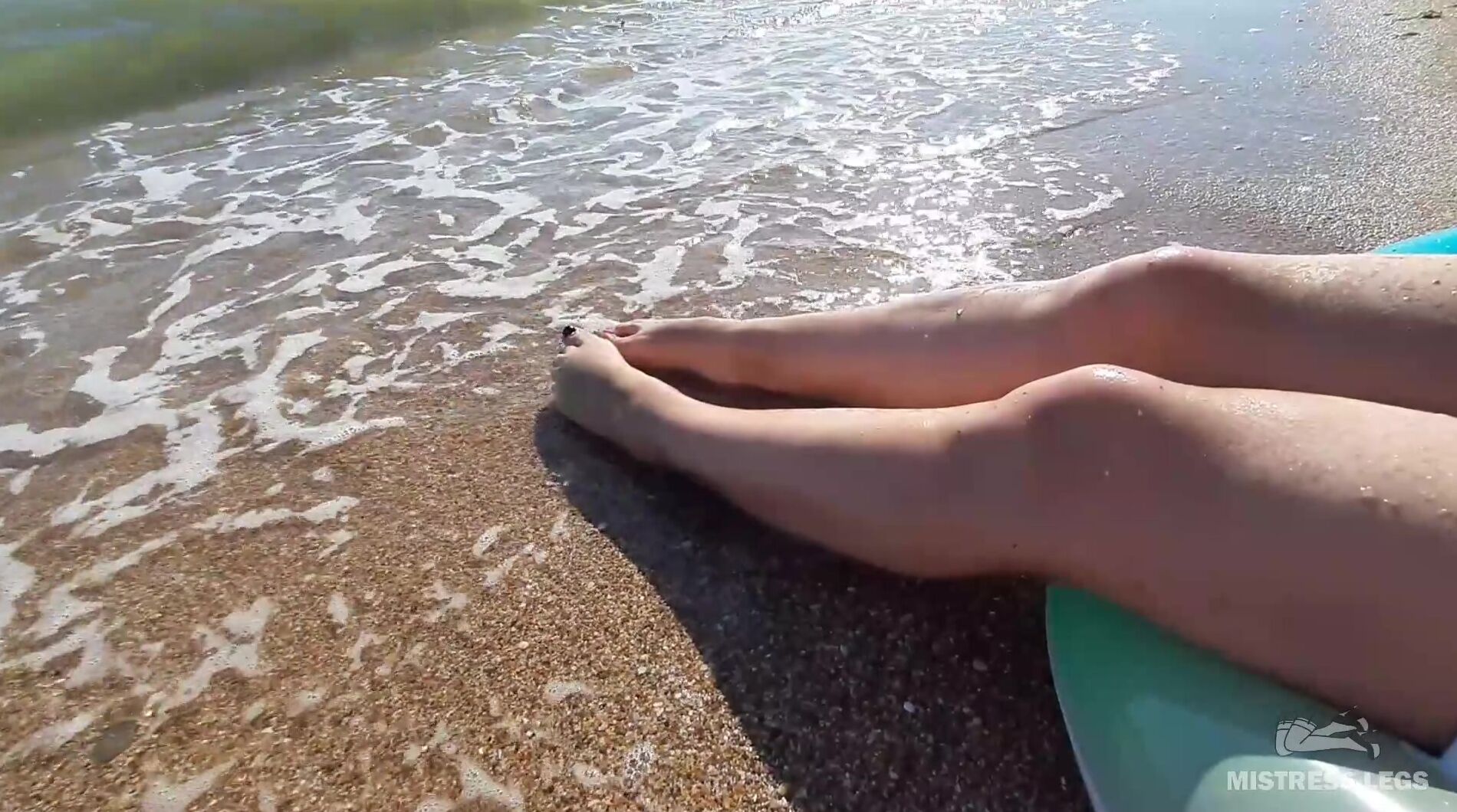 Gf Legs Barefoot on the Summer Sea Beach
