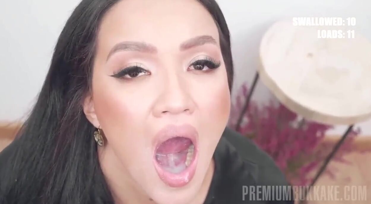 PremiumBukkake - Asia Vargas swallows 52 big mouthful cumshots