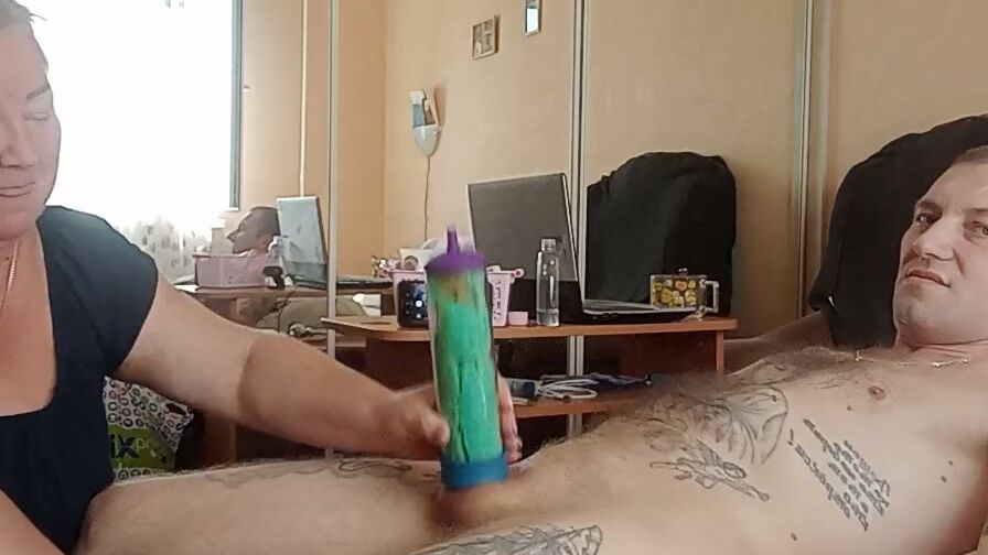 jerking off a dick helping me to cum