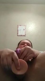 Gigantic tit Skank takes 9 inch dildo