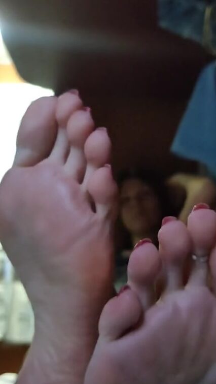 Sniff my Smelly Soles inside the Train. Close up - Olga Novem