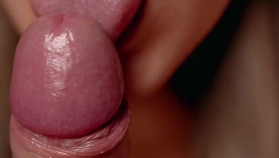 Slow romantic oral sex and tongue play, licking frenulum