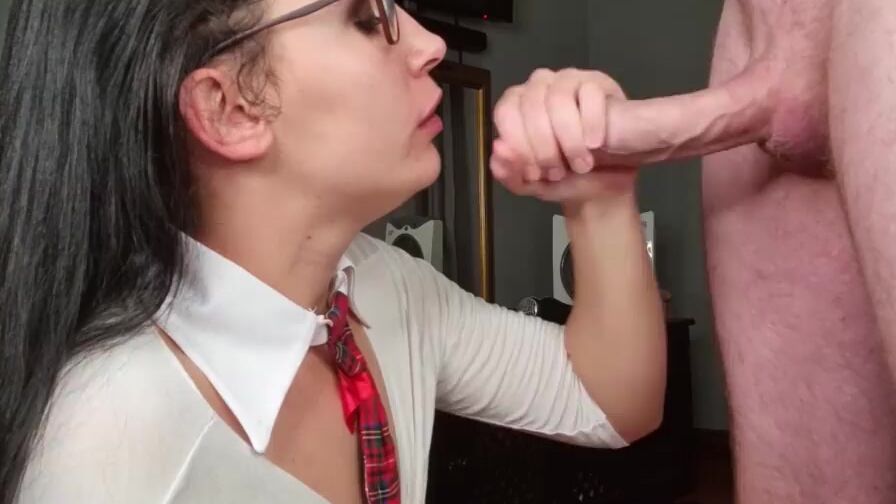 Nerdy sluts inside uniform giving me a sloppy bj and hand job until