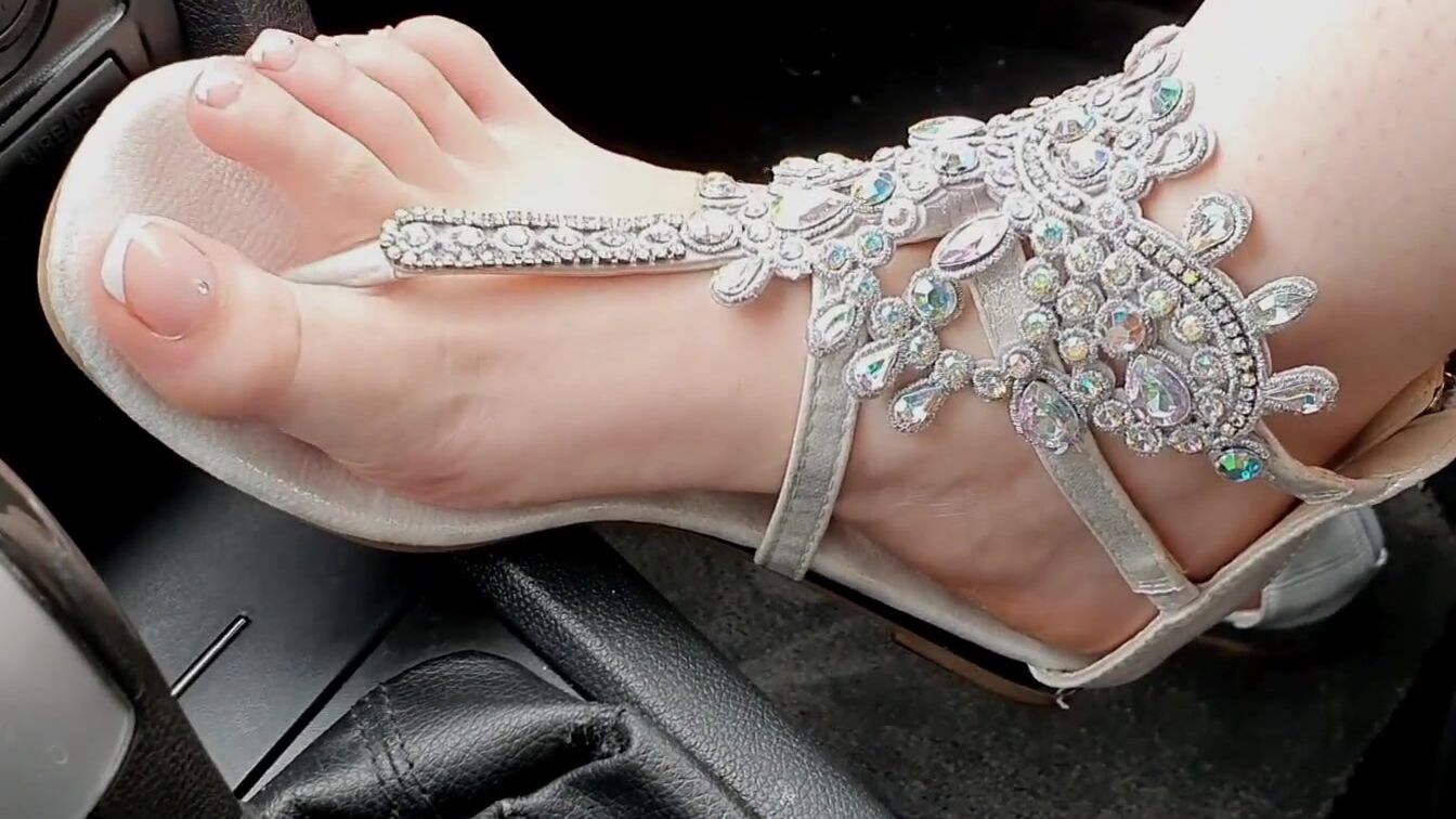 Princess Foot JOI Flip Flops inside Vehicle