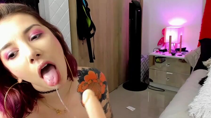 Hot gigantic tit Cutie loves to gag and drool on