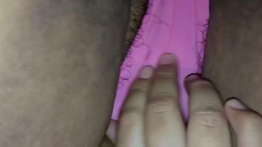 clip masturbating with pink g-string on, I lower my lingerie and masturbate