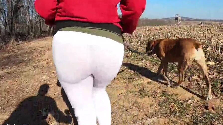 Fiance inside white yoga leggings