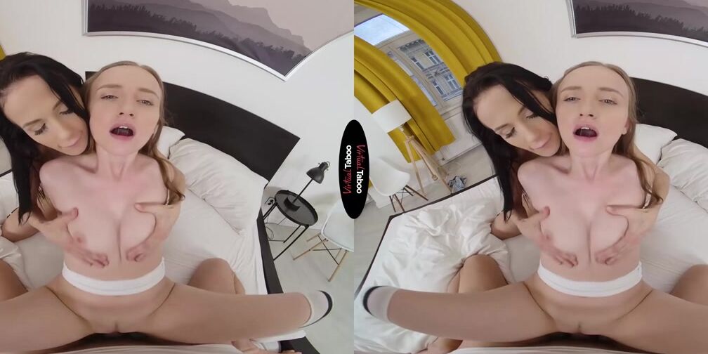 2 girls 1 huge fat penis inside VR porn