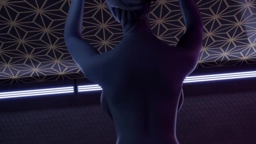 3D Cartoon Alien Liara Getting A Huge Asari Cock At the Gloryhole