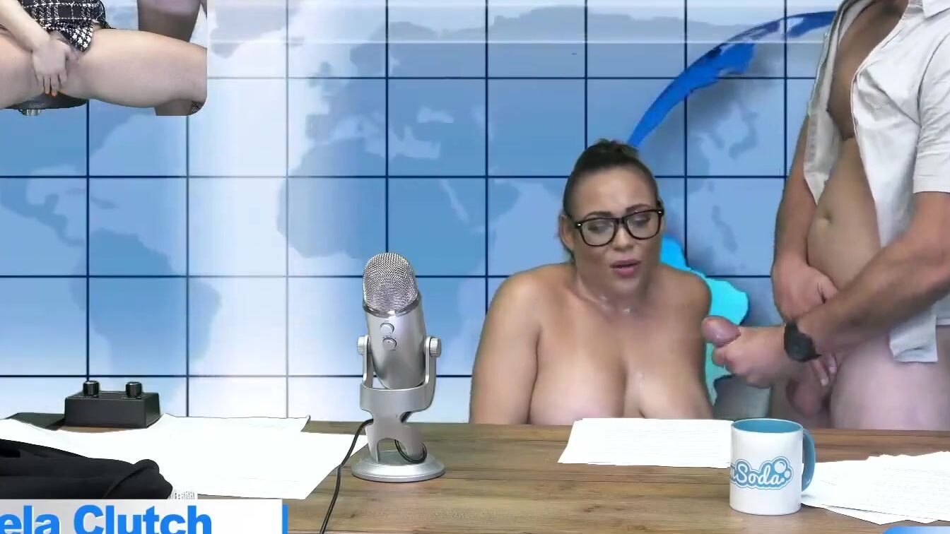 Gigantic Jugs milf Blows and Fucks during Live News Feed