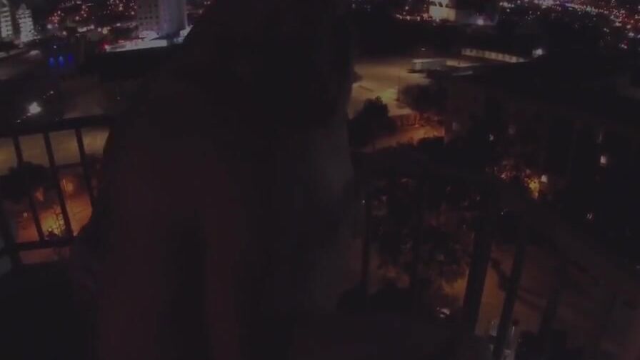 Erotic Hotwife takes bbc on hotel balcony over Dallas freeway!