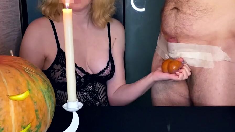 Slutty witch turns her sub's eggs in a pumpkin