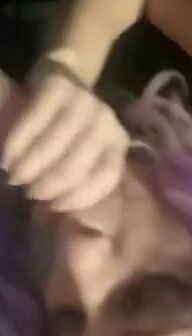 Purple Haired Hot blows my dick until i come inside her mouth