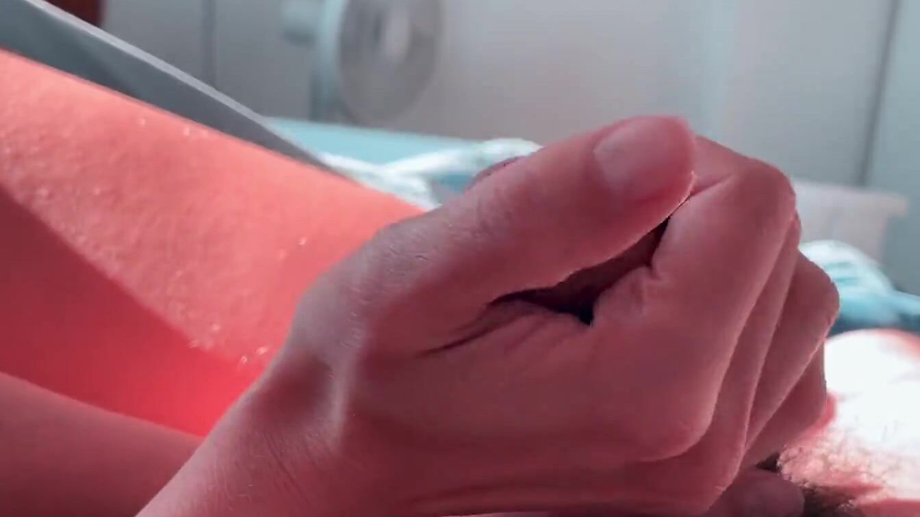 A quick hand job with toes watch and a lot of cum