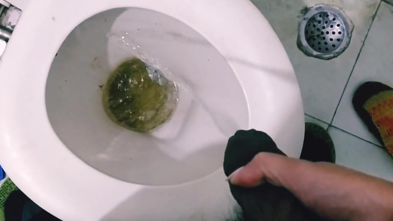 Wifey Holding Man's Dick while he is Pee