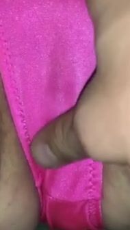 Lady RhaRha's pink bikini bottom three clitoris flash