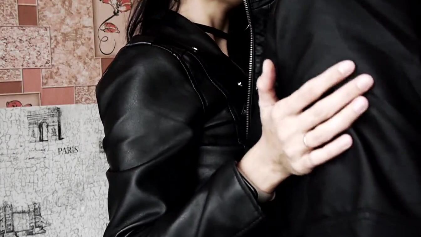 Beauty lovers into leather jackets are very fond of long passionate kisses