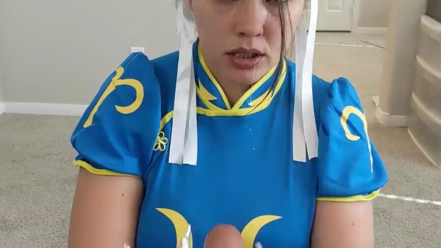 Halloween - Chun Li is defeated and must now suck penis and got covered into cum as punishment