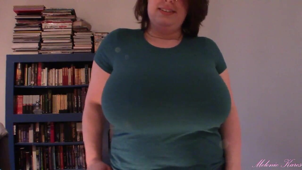 Big boob tit drop blue shirt