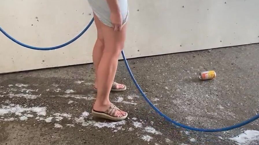 HotwifeStacey back at the vehicle wash exposed