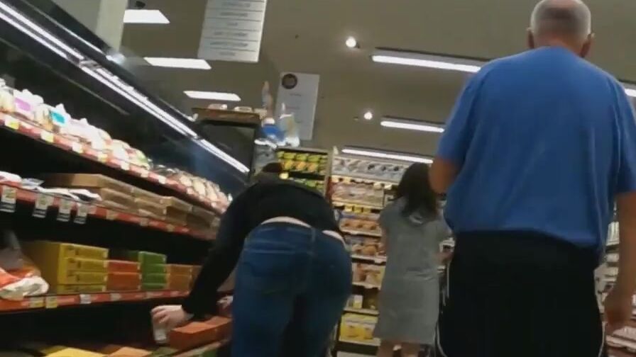 Milf Showing Her Gigantic Butt Whale Tail Wal-Mart Shopping