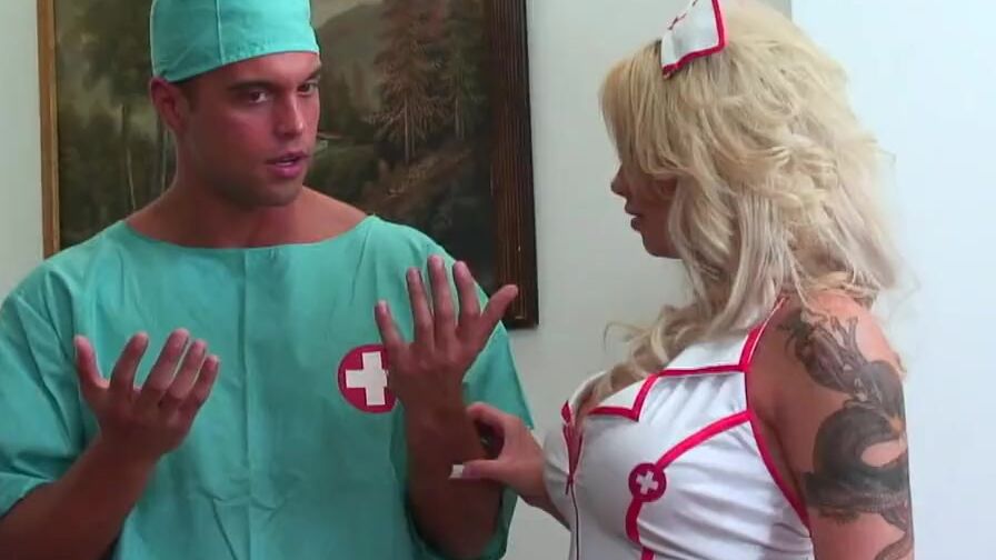 Big Titted blonde Milf nurse seduce the doctor into the hospital