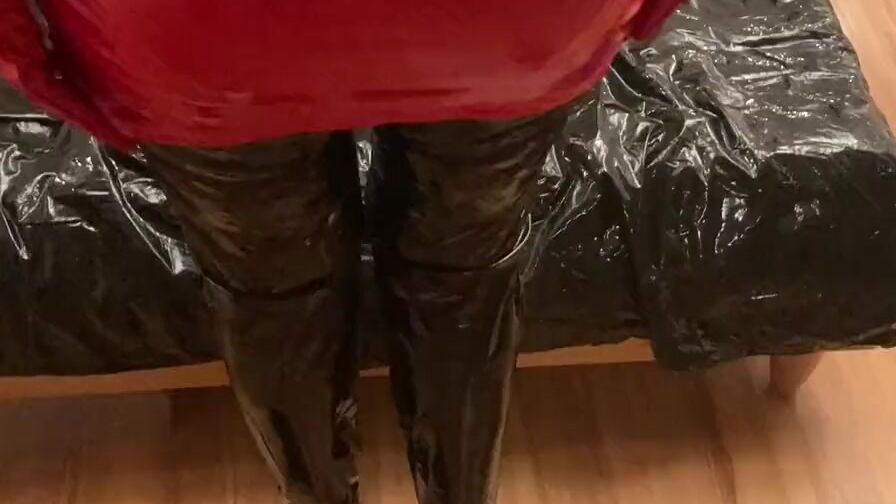 Cum on African LATEX Leggings