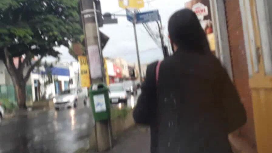 Nice woman in street my cum