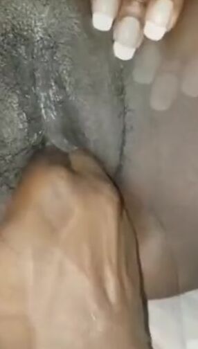 MatureEbonyBbw Rubbing My Fat Bushy Twat & Finger Fuck