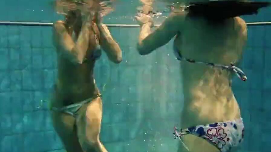 Hottest chicks swim naked underwater