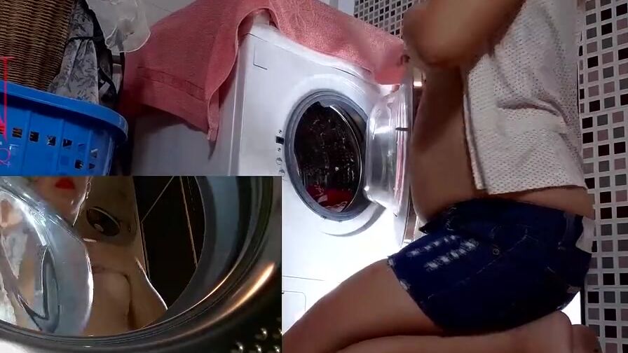 Housewife boned into the washing machine. MIX PART one