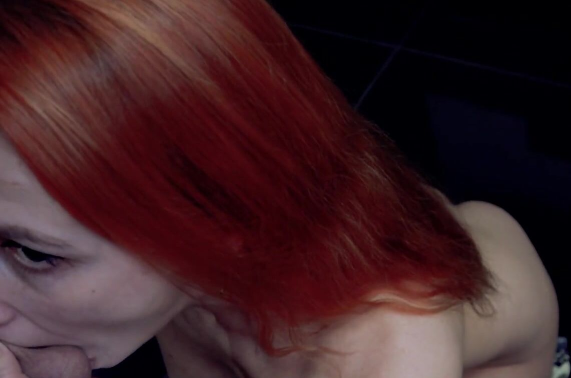 red-haired hoe was having fun with a gigantic penis to got a gigantic portion of sperm on her face. creampie