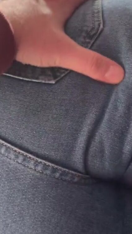 Fat Soft Butt Wifey Inside Jeans Touching and Squeezing