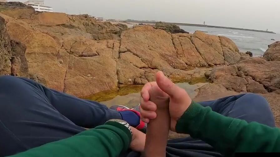 Outdoor Beach Wank thick cum shot by the ocean part two