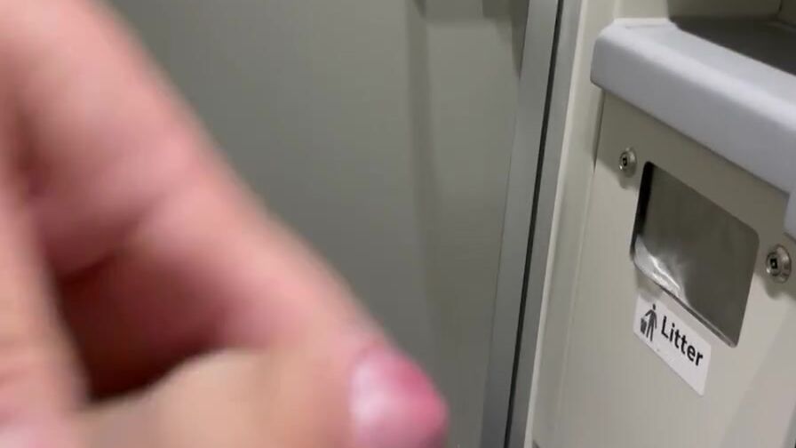 Risky train WC wank with door unlocked. What happens next is into full vid into fan club :)