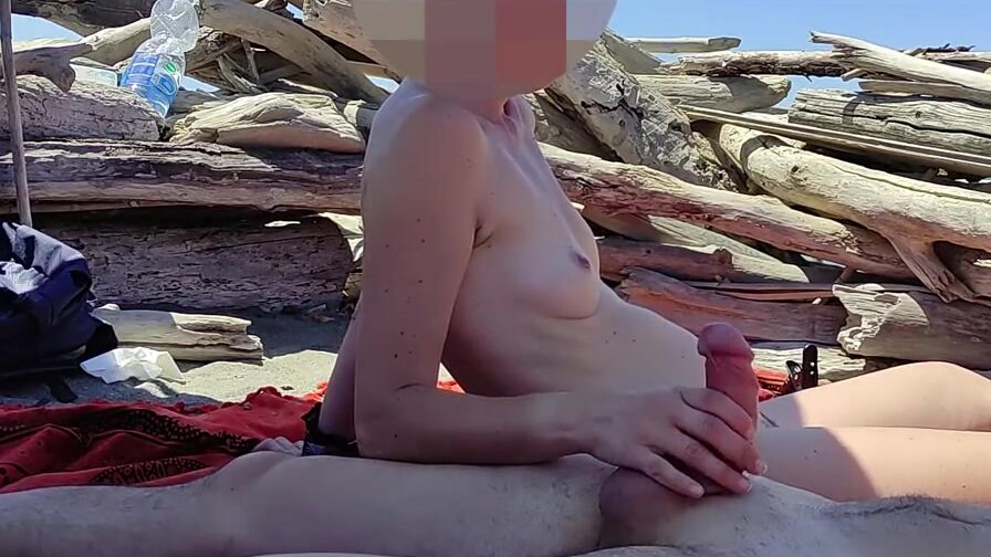 Risky Fellatio on the Canary Beach Almost caught - MissCreamy